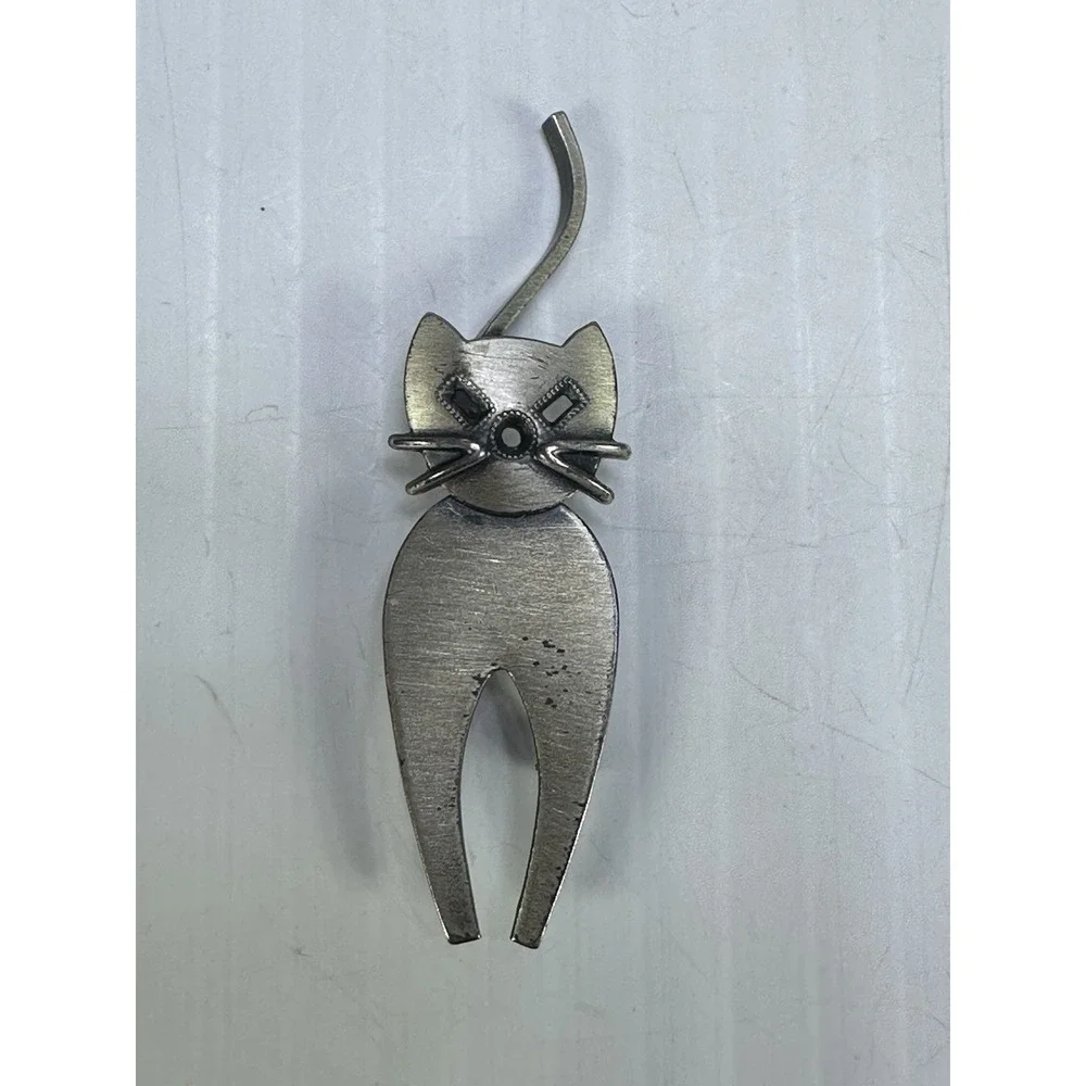 Vintage Danecraft Pin Brooch Cat Sterling Silver Figural Signed